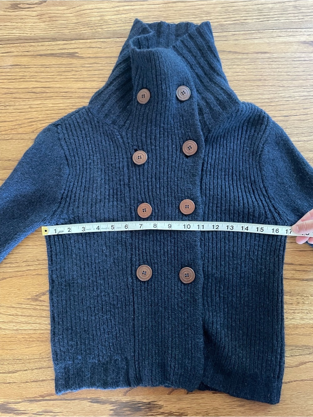 Lily McNeal Merino Alpaca Cropped Cardigan Cowl Neck Bell Sleeve Sz M EUC - Picture 7 of 10